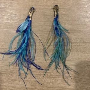 Mignonne Gavigan Peacock Feather Earrings